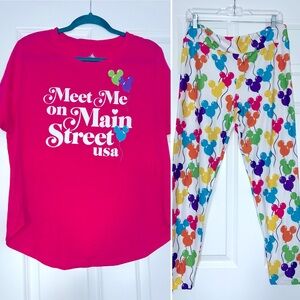 Disney Parks Meet me on Main street balloons matching t-shirt and leggings set L